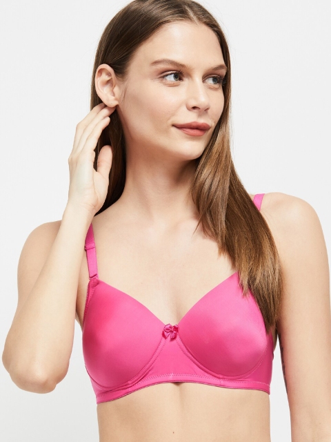 

max Pink Solid Lightly Padded Non-Wired T-Shirt Bra PA20PDNW02FUCHSIA