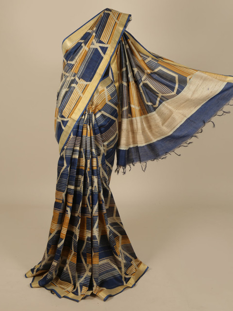 

Pothys Multicoloured Printed Jute Silk Saree, Multi