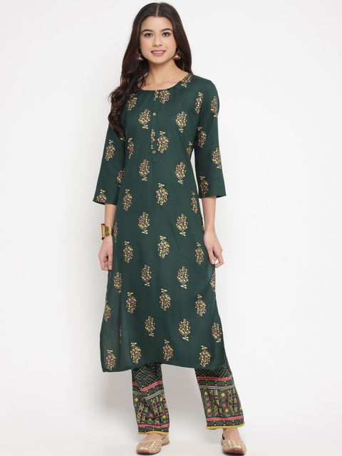 

Prakhya Women Green & Yellow Printed Kurta with Palazzos