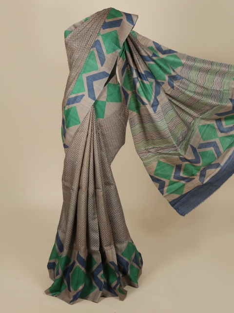 

Pothys Grey Solid Saree