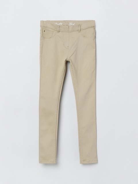 

max Girls Beige Solid Treggings