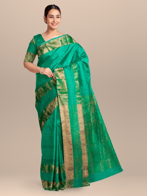 

KLM Fashion Mall Green Woven Design Linen Blend Saree