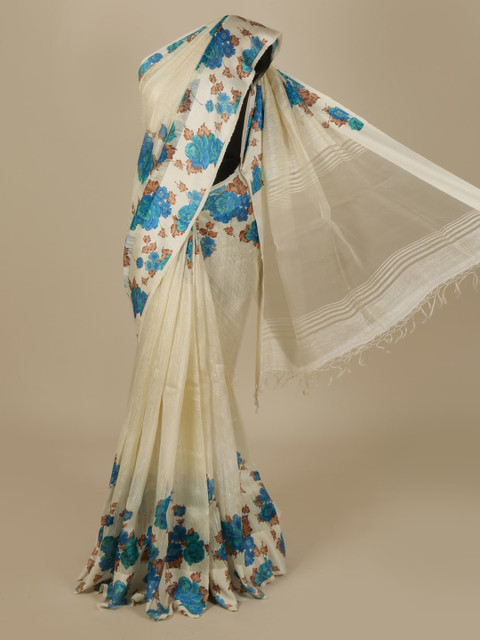 

Pothys Cream-Coloured Checked Saree