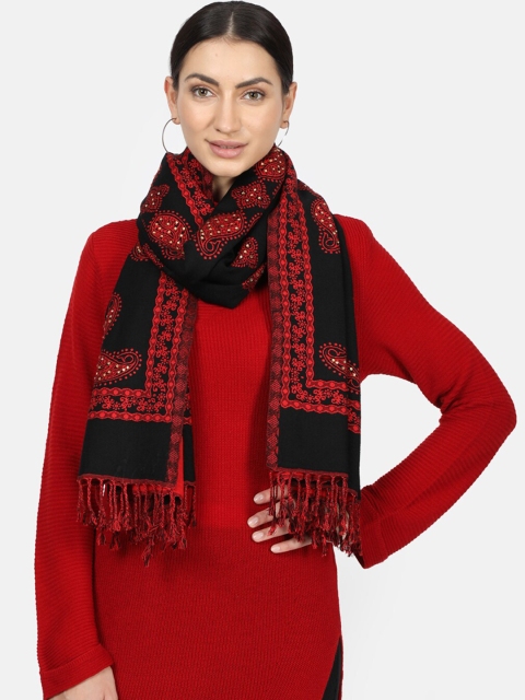 

Monte Carlo Women Black & Red Woven-Design Stole