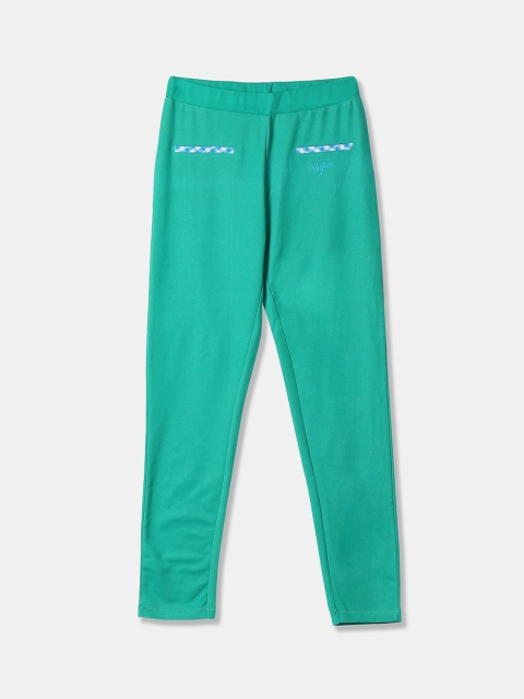 

U.S. Polo Assn. Girls Sea-Green Solid Ankle-Length Leggings