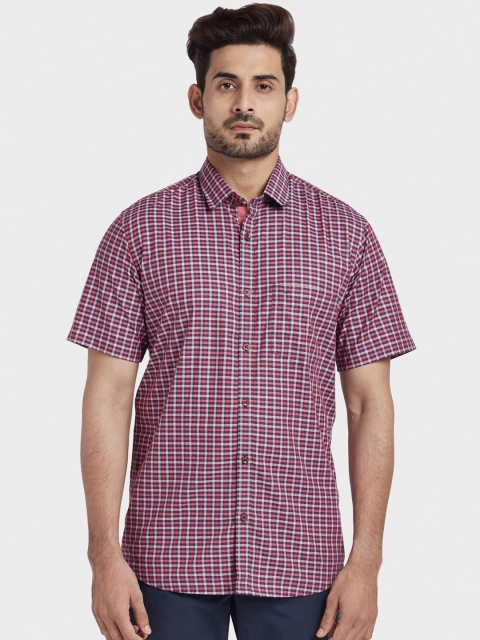 

ColorPlus Men Red Tailored Fit Checked Casual Shirt