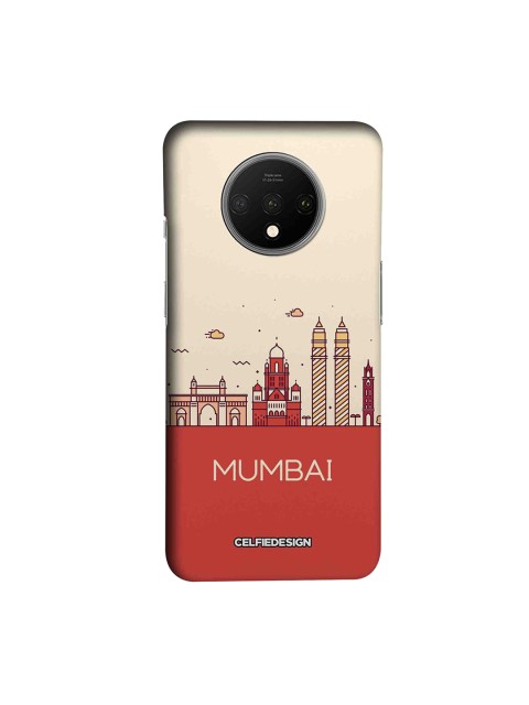 

CelfieDesign Beige & Red Mumbai Skyline Printed OnePlus 7T Back Cover