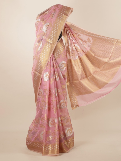 

Pothys Pink Woven Design Supernet Saree