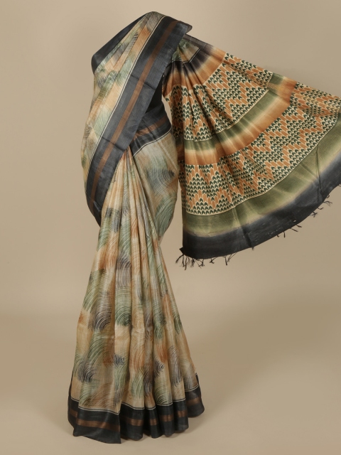 

Pothys Cream-Coloured Printed Tussar Silk Saree