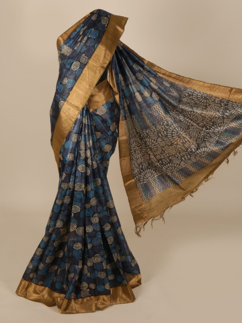 

Pothys Navy Blue Printed Saree