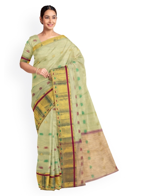 

KLM Fashion Mall Green Woven Design Silk Blend Saree