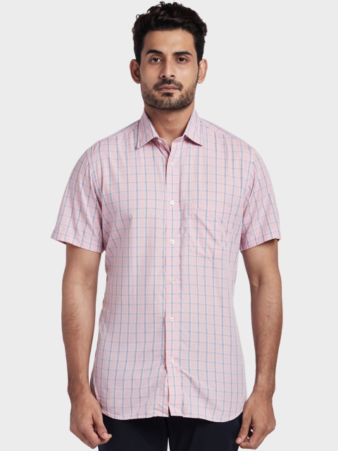 

ColorPlus Men Pink & Blue Tailored Fit Checked Casual Shirt