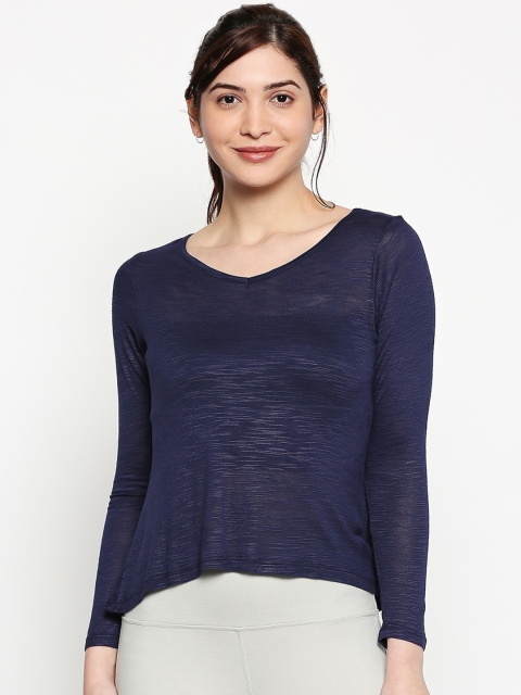 

inocenCia Women Navy Blue Solid V-Neck T-shirt