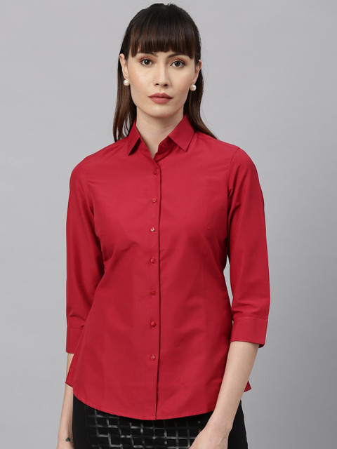 

Park Avenue Woman Women Red Regular Fit Solid Casual Shirt
