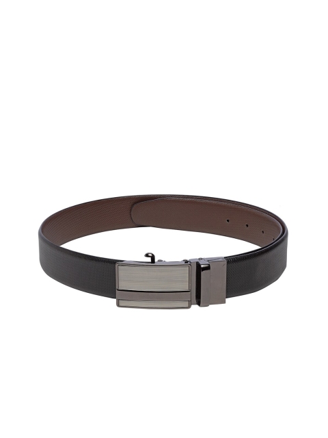 

Teakwood Leathers Men Black & Brown Textured Leather Reversible Belt