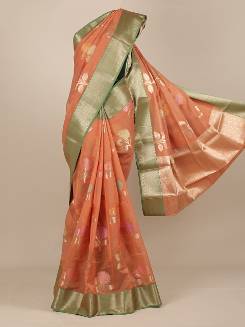 

Pothys Orange & Green Tissue Woven Design Saree