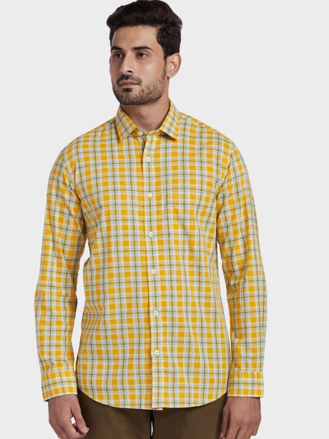 

ColorPlus Men Yellow Tailored Fit Checked Casual Shirt