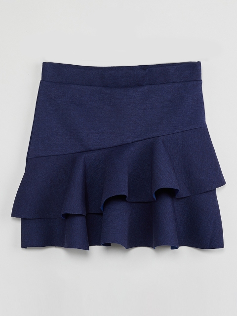 max Girls Navy Blue Solid A-Line Skirt