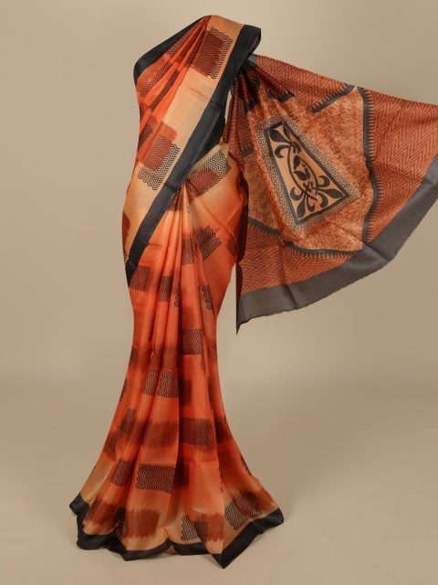 

Pothys Orange Checked Saree