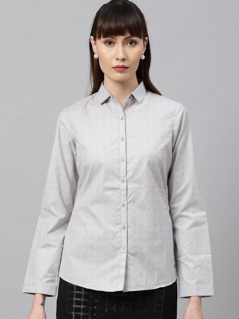 

Park Avenue Woman Women Grey Regular Fit Printed Casual Shirt