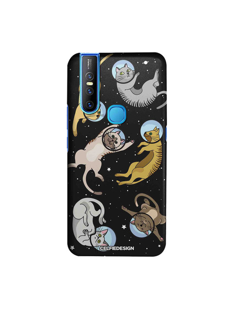 

CelfieDesign Black & Grey Cat In Space Base 501 Quirky Sustainable Vivo V15 Back Cover