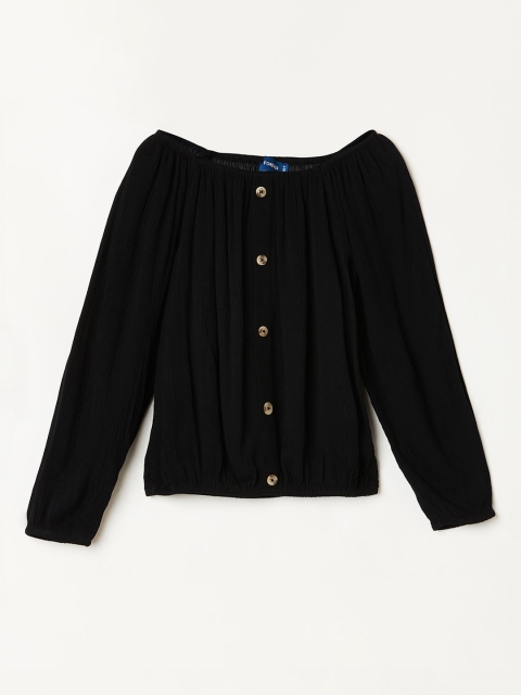 

Fame Forever by Lifestyle Girls Black Solid Bardot Top