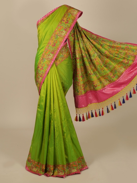 

Pothys Green & Pink Embroidered Saree