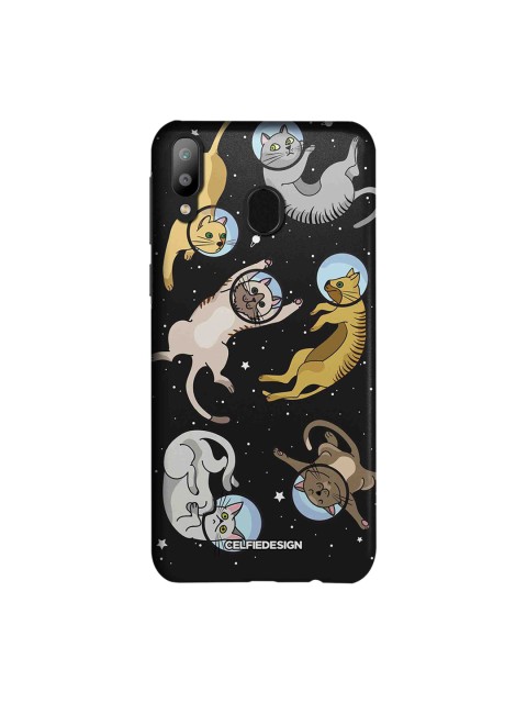 

CelfieDesign Black & Grey Cat in Space Quirky Samsung Galaxy M20 Mobile Back Cover