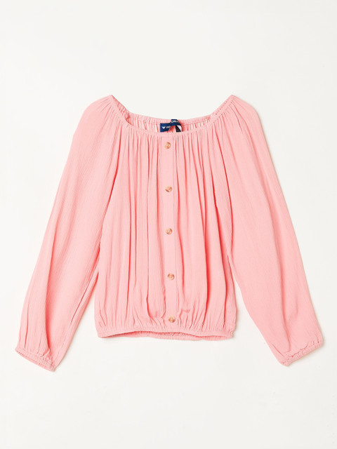 

Fame Forever by Lifestyle Girls Pink Solid Blouson Top