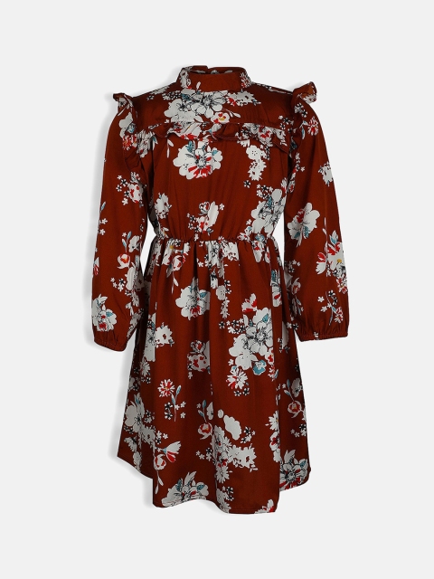 

Oxolloxo Girls Rust Printed Fit and Flare Dress