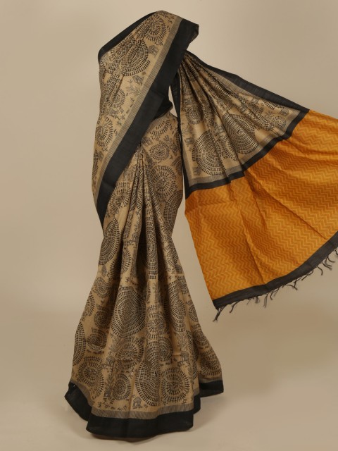 

Pothys Cream-Coloured Printed Saree