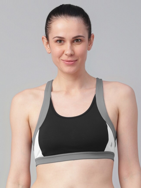 

ASICS Black & Grey Colourblocked Non-Padded & Non-Wired Workout Bra 2032A409.001