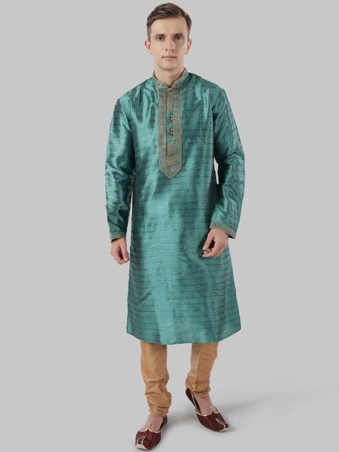 

Ethnix by Raymond Men Green Woven Design Straight Kurta