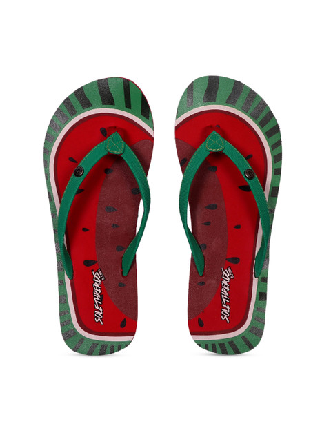

Solethreads Women Red & Green Printed Thong Flip-Flops