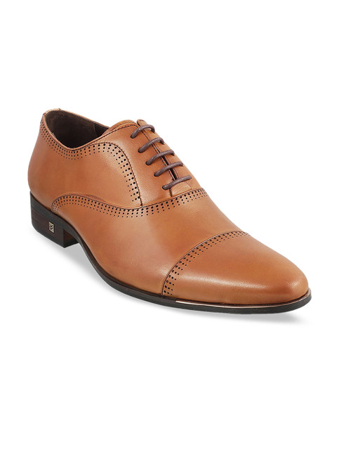

DAVINCHI Men Tan Brown Solid Formal Leather Brogues