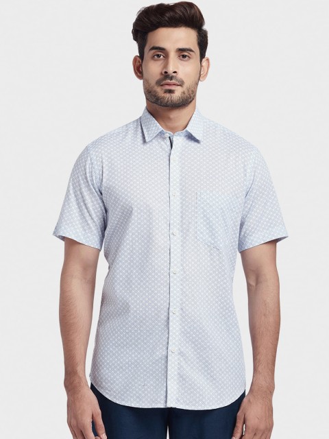 

ColorPlus Men Blue & White Tailored Fit Printed Casual Shirt