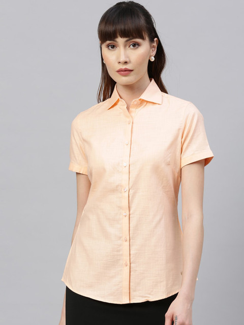 

Park Avenue Woman Orange Regular Fit Solid Casual Shirt