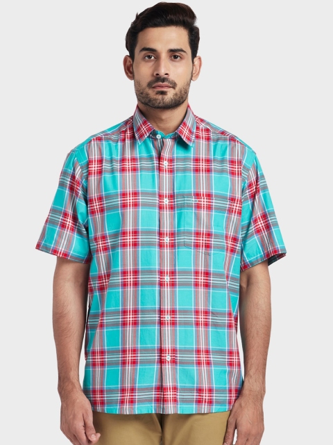 

ColorPlus Men Green Regular Fit Checked Casual Shirt
