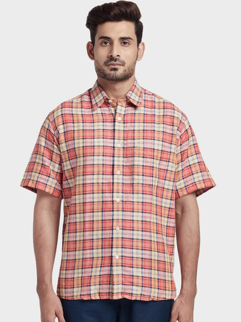 

ColorPlus Men Red Regular Fit Checked Casual Shirt