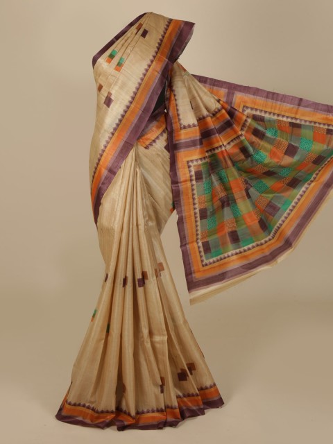 

Pothys Cream-Coloured Printed Saree