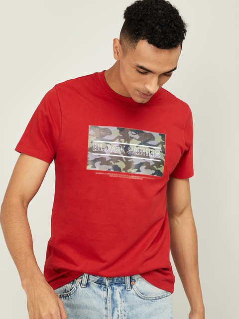 

Bossini Men Red Printed Round Neck T-shirt