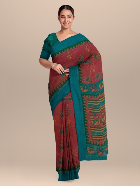 

KLM Fashion Mall Maroon Printed Silk Blend Saree