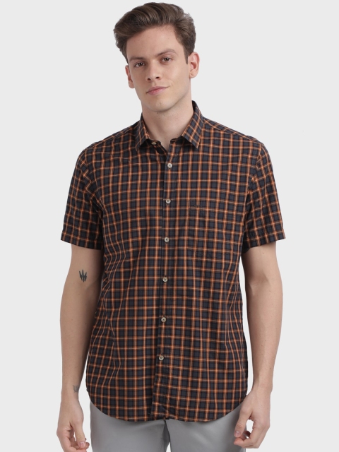 

ColorPlus Men Yellow Tailored Fit Checked Casual Shirt