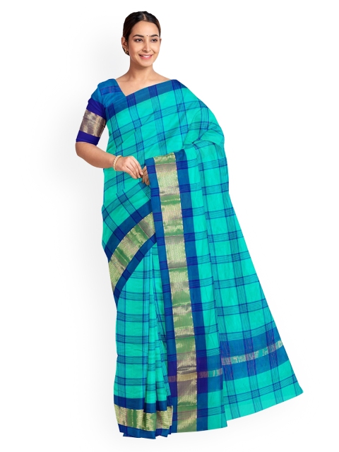 

KLM Fashion Mall Green Checked Art Silk Saree
