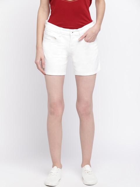 

Pepe Jeans Women Blue Solid Skinny Fit Denim Shorts