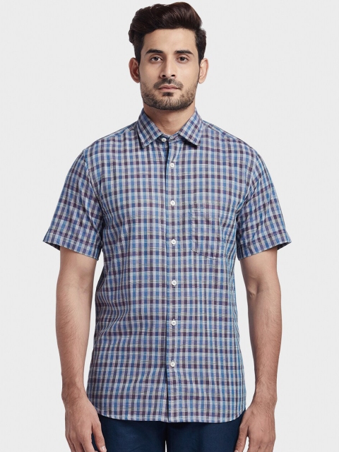 

ColorPlus Men Purple & Blue Tailored Fit Checked Casual Shirt