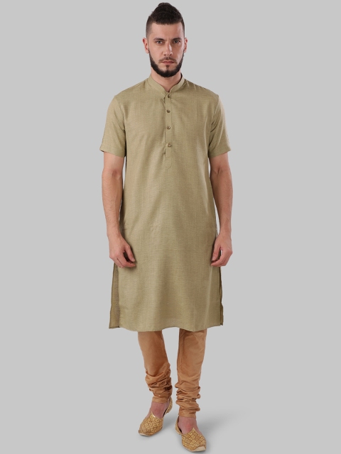 

Ethnix by Raymond Men Green Solid Straight Kurta