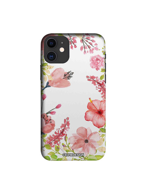 

CelfieDesign White & Pink Aquarelle Gardens Base 501 Quirky Sustainable Apple iPhone 11 Back Cover