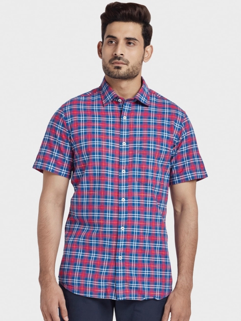 

ColorPlus Men Blue & Red Tailored Fit Checked Casual Shirt