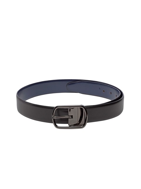 

Teakwood Leathers Men Black Solid Leather Reversible Belt